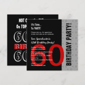 60e verjaardag Modern Red Silver Black Funny W1471 Kaart (Voorkant / Achterkant)