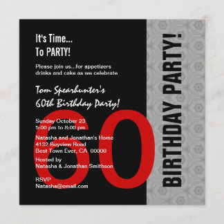 60e verjaardag Modern Red Silver Black Funny W1471 Kaart