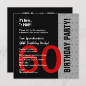 60e verjaardag Modern Red Silver Black Funny W1471 Kaart (Voorkant / Achterkant)