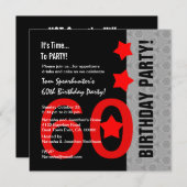 60e Verjaardag Modern Rood Zilver Zwart Funny A01 Kaart (Voorkant / Achterkant)