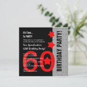 60e Verjaardag Modern Rood Zilver Zwart Funny A01 Kaart (Staand voorkant)