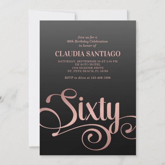 60e verjaardag Modern Script Kaart (Voorkant)