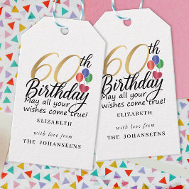 60e Verjaardag Modern Script Typografie Goud Zesti Cadeaulabel