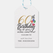 60e Verjaardag Modern Script Typografie Goud Zesti Cadeaulabel (Achterkant)