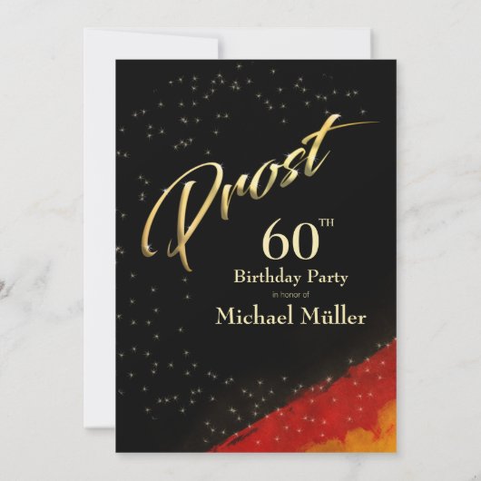 60e verjaardag Modern Zwart, Rood & Goud Kaart (Achterkant)