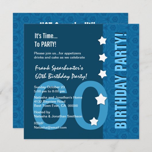 60e verjaardag Moderne Hues of Blue Funny D60B Kaart (Voorkant / Achterkant)