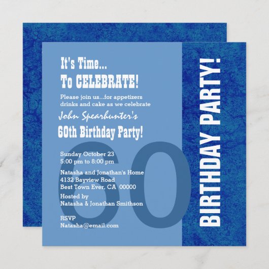 60e verjaardag Moderne Hues of Blue Funny V002 Kaart (Voorkant / Achterkant)