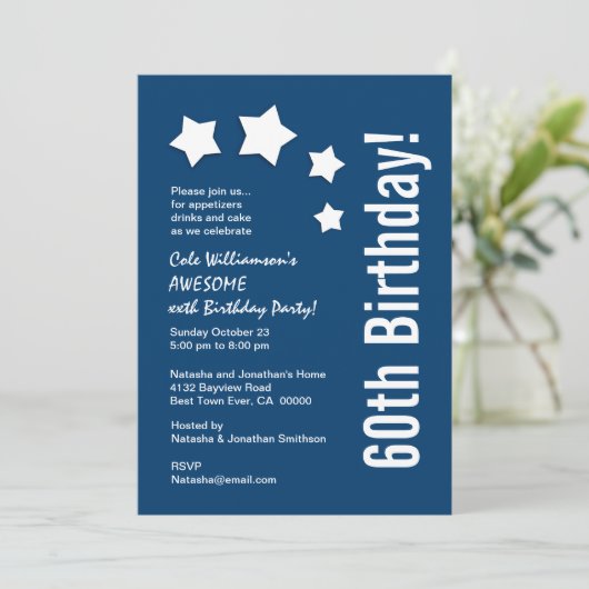 60e verjaardag Moderne met sterren Aangepaste kleu Kaart (Staand voorkant)