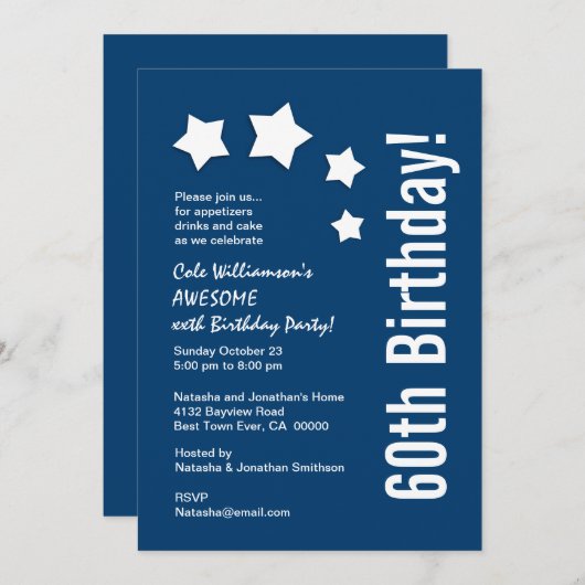 60e verjaardag Moderne met sterren Aangepaste kleu Kaart (Voorkant / Achterkant)