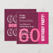 60e verjaardag Moderne Roze en wijn C949A Kaart (Voorkant / Achterkant)