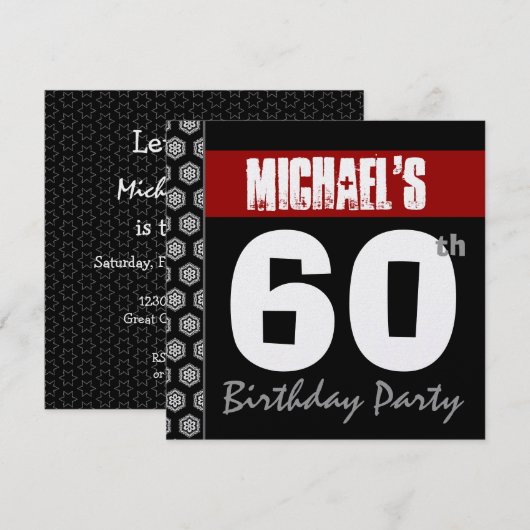 60e verjaardag Moderne voor im Red White Black W17 Kaart (Voorkant / Achterkant)