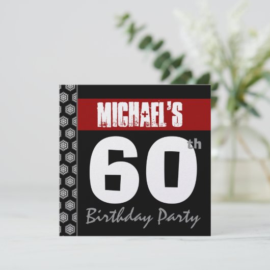 60e verjaardag Moderne voor im Red White Black W17 Kaart (Staand voorkant)