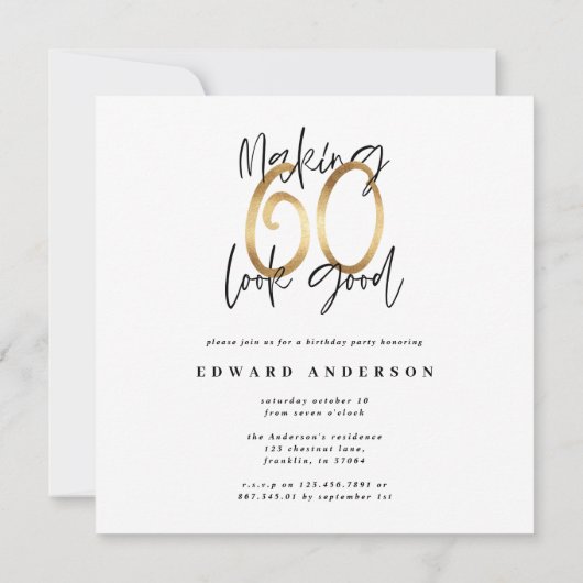 60e verjaardag moderne zwarte en goudprijs (Achterkant)