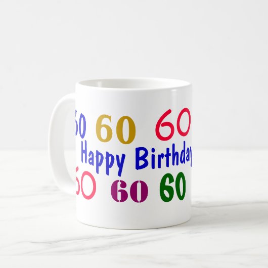 60e verjaardag Mok - Wijziging in elk jaar (Voorkant links)