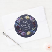 60e Verjaardag Moody Paarse Bloem Dank u Favor Ronde Sticker (Envelop)