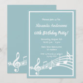 60e verjaardag muzieknoten blauwgroen blauw kaart (Voorkant / Achterkant)