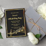 60e verjaardag muzieknoten zwart en goud kaart<br><div class="desc">Laten we feesten en dansen! Een trendy,  moderne 60e verjaardagsfeestkaart voor zowel mannen als vrouwen. Een klassieke zwarte achtergrond,  met faux gouden lijsten en muzieknoten,  gouden kleurletters. Sjablonen voor je partijgegevens. Achterzijde: zwarte kleur voor gouden muzieknoten.</div>