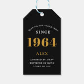 60e Verjaardag Naam 1964 Zwart Goud Elegant Chic Cadeaulabel (Voorkant)