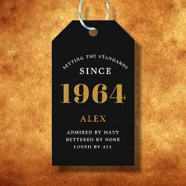 60e Verjaardag Naam 1964 Zwart Goud Elegant Chic Cadeaulabel