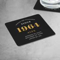 60e Verjaardag Naam 1964 Zwart Goud Elegant Chic