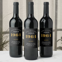 60e Verjaardag Naam 1964 Zwart Goud Elegant Chic