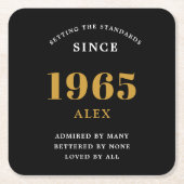 60e verjaardag naam 1965 zwart goud elegante Chic Kartonnen Onderzetters (Voorkant)