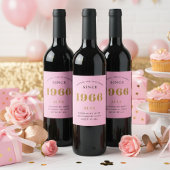 60e verjaardag naam 1966 roze goud elegante Chic Wijn Etiket