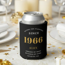 60e Verjaardag Naam 1966 Zwart Goud Elegant Chic