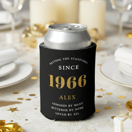 60e Verjaardag Naam 1966 Zwart Goud Elegant Chic Blikjeskoeler