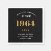 60e verjaardag naam 1966 zwart goud elegante Chic Servet (Voorkant)