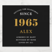 60e verjaardag naam 1966 zwart goud elegante Chic Sparkling Wijnetiket (Enkel label)