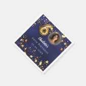 60e verjaardag navy blauw goud sterren foto servet (Hoek)