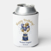 60e verjaardag Navy Blauwe Ballon Cake Blikjeskoeler (Blikje Voorkant)