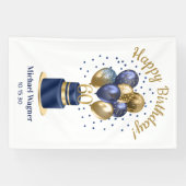 60e verjaardag Navy Blauwe Ballon Cake Spandoek (Horizontaal)