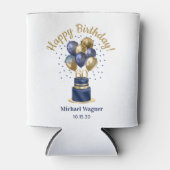 60e verjaardag Navy Blue Balloon Cake Blikjeskoeler (Voorkant)