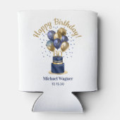 60e verjaardag Navy Blue Balloon Cake Blikjeskoeler (Achterkant)