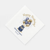 60e verjaardag Navy Blue Balloon Cake Servet (Hoek)