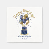 60e verjaardag Navy Blue Balloon Cake Servet (Voorkant)