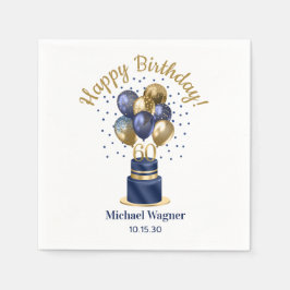 60e verjaardag Navy Blue Balloon Cake Servet