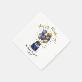60e verjaardag Navy Blue Balloon Cake Servet (Hoek)