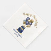 60e verjaardag Navy Blue Balloon Cake Servet (Hoek)