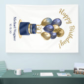 60e verjaardag Navy Blue Balloon Cake Spandoek (Beurs)