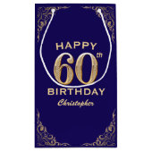 60e verjaardag Navy Blue en Gold Glitter Klein Cadeauzakje (Achterkant)