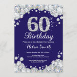 60e verjaardag Navy Blue en Silver Diamond Kaart<br><div class="desc">Uitnodiging 60e verjaardag. Navy Blue en Silver Rhinestone Diamond. Elegant Birthday Bash nodigt uit. Volwassen verjaardag. Vrouwendag. Mannen op zaterdag. Voor verdere aanpassing,  te klikken gelieve de knoop "van de Aanpassing het"en ons ontwerphulpmiddel te gebruiken om deze sjabloon te wijzigen.</div>