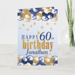 60e verjaardag Navy Gold Glitter Kaart