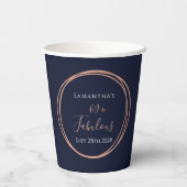60e verjaardag Navy Roos Gold Party Papieren Bekers (Achterkant)
