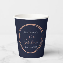 60e verjaardag Navy Roos Gold Party Papieren Bekers