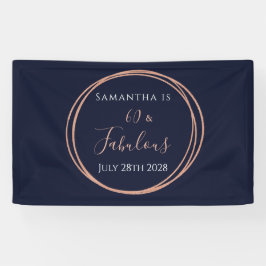 60e verjaardag Navy Roos Gold Party Spandoek