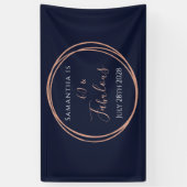 60e verjaardag Navy Roos Gold Party Spandoek (Verticaal)