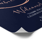 60e verjaardag Navy Roos Gold Party Welkom Poster (Hoek)